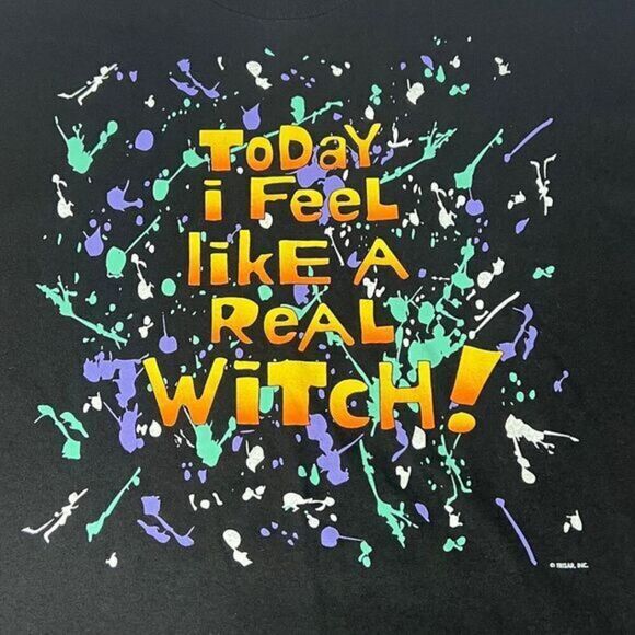 VINTAGE HANES Today I Feel Like a Real Witch Graphic Tee Size XL - Picture 5 of 7